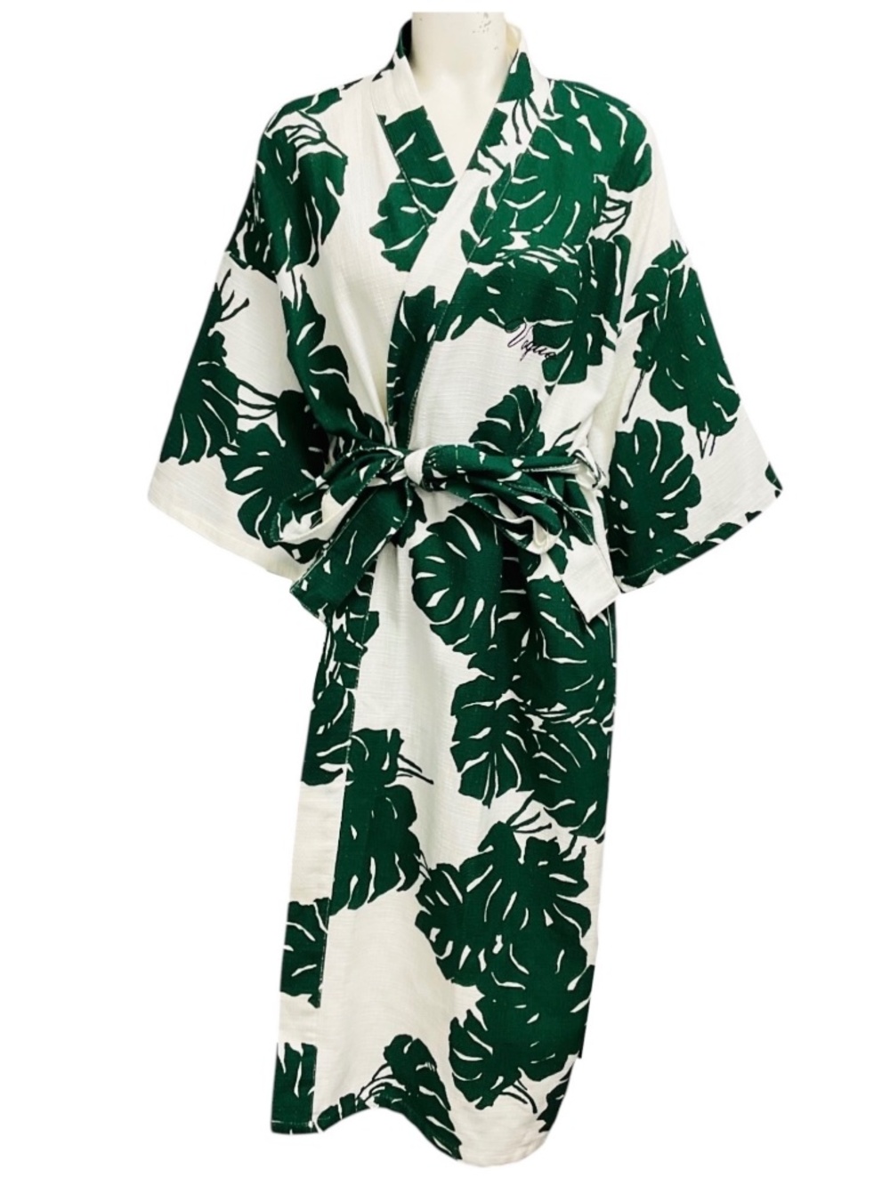 LA DOUBLEJ X SIX SENSES ROME GREEN / WHITE / BLACK VOGUE EMBROIDERED LEAF PRINT